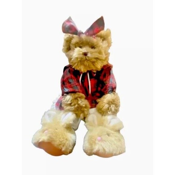 ABC Distributing Vtg Teddy Bear Dog Plushy Plaid Dress Bloomers Bunny Slippers - Picture 5 of 12